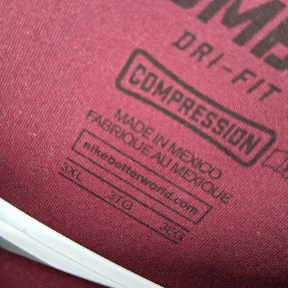 Nike Pro Combat Shirt Mens 3XL Dark Maroon Compression Dri-FIT Short Sleeve